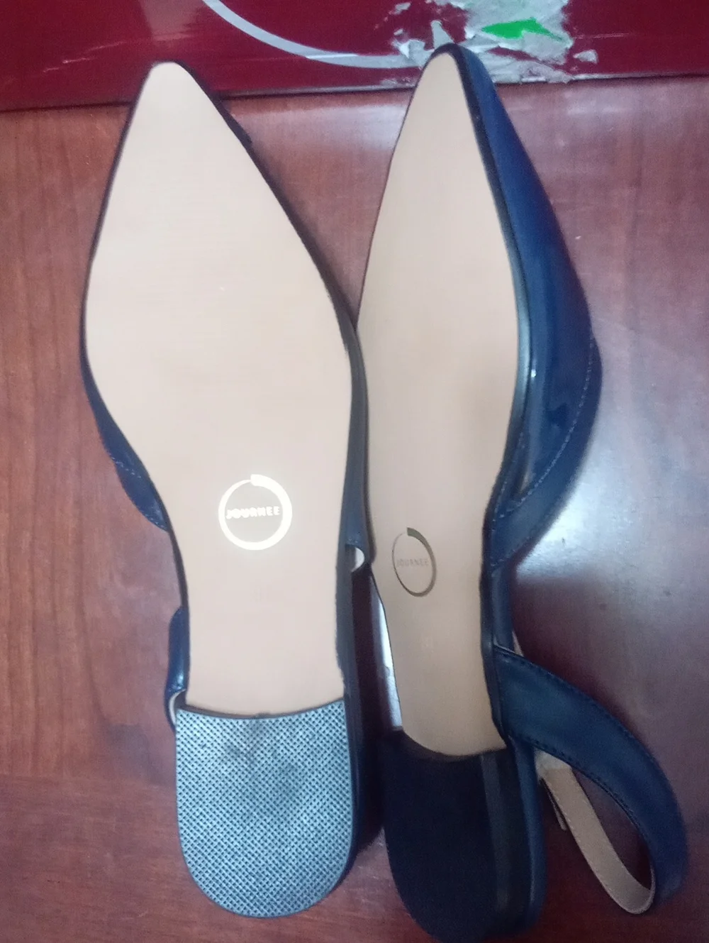 Journee Collection Navy Slingback Pointed Flats Daphne 8 1/2 Navy Blue NWT $55